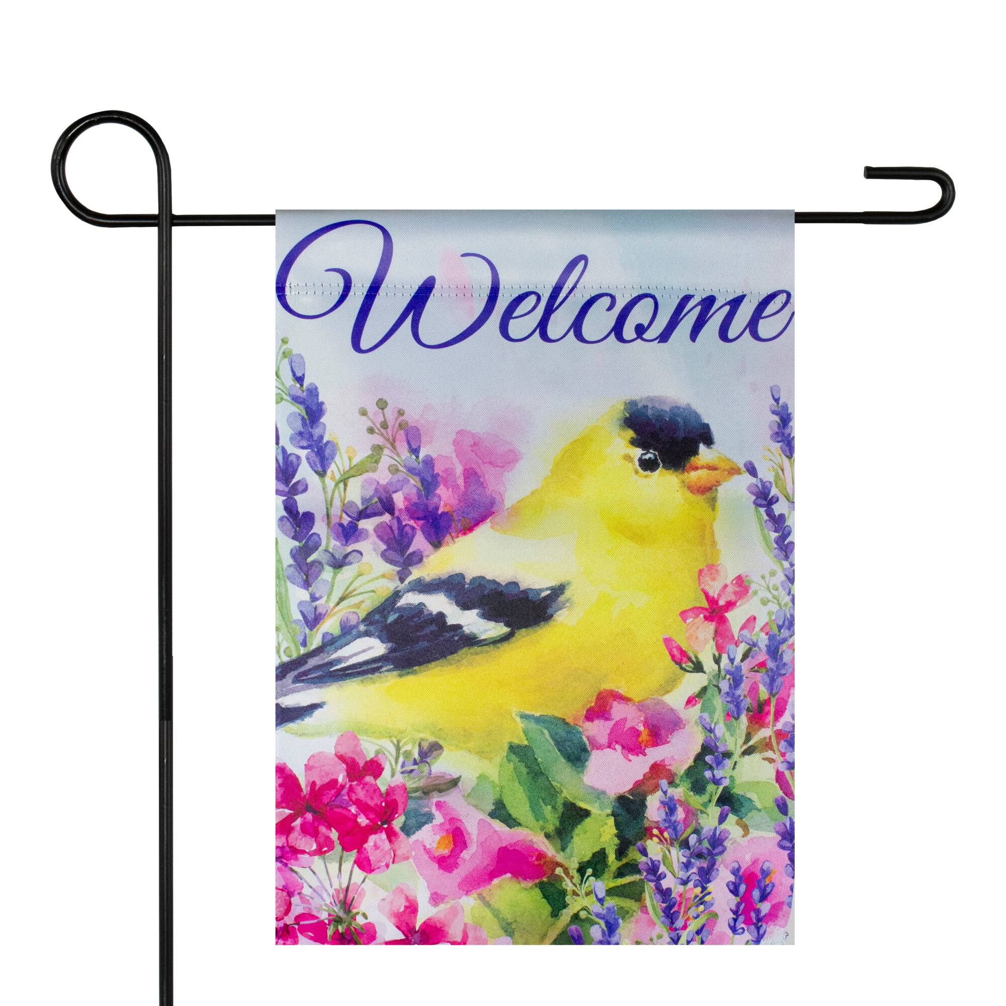 18" x 12.5" Welcome Yellow Finch Spring Outdoor Garden Flag